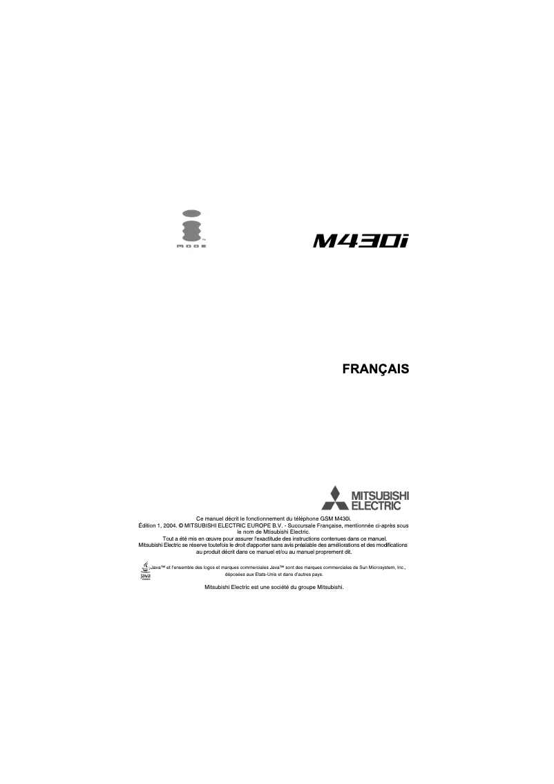 Page 1 of the manual User Manual Mitsubishi M430I