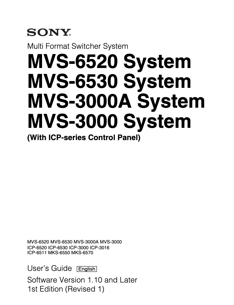 First page image of the manual for MVS-3000