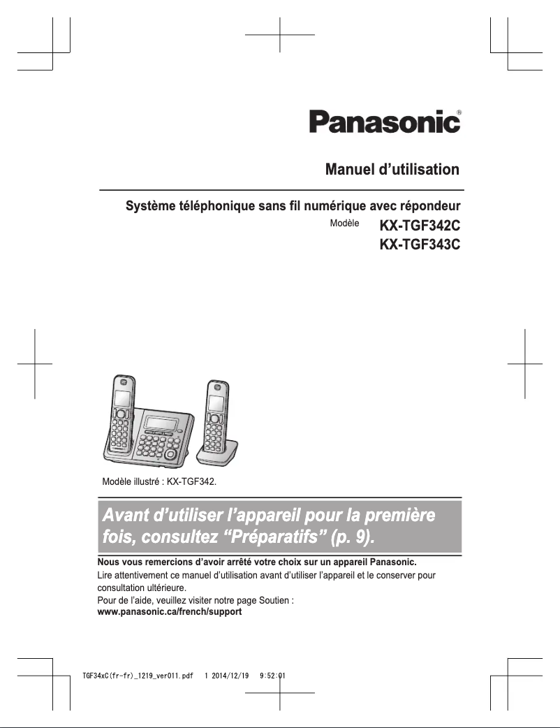 Page 1 of the manual User Manual Panasonic KX-TGF340