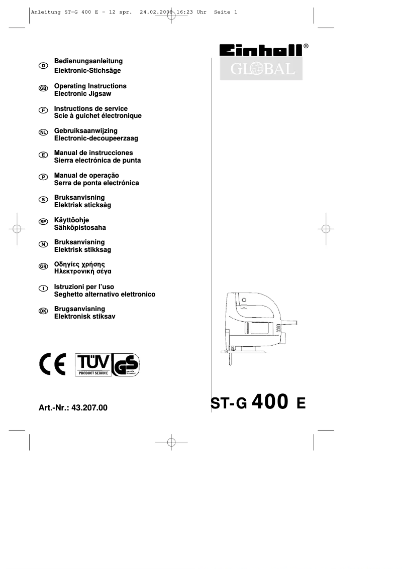 Page 1 of the manual User Manual Global ST-G 400 E