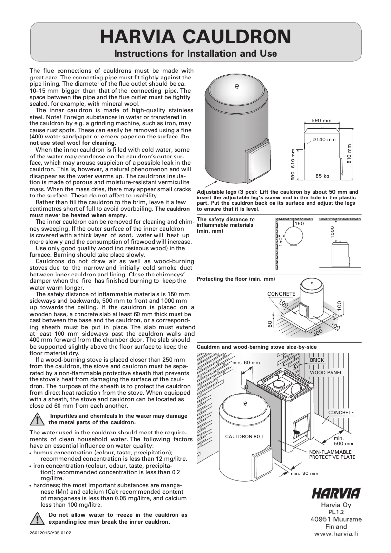 Page 1 of the manual User Manual Harvia WP800