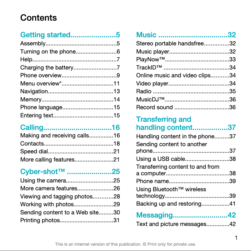 Page 1 of the manual User Manual Sony Ericsson C903