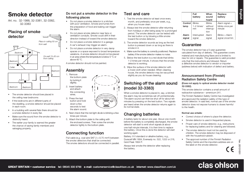 Page 1 de la notice Manuel utilisateur Clas Ohlson 32-3382