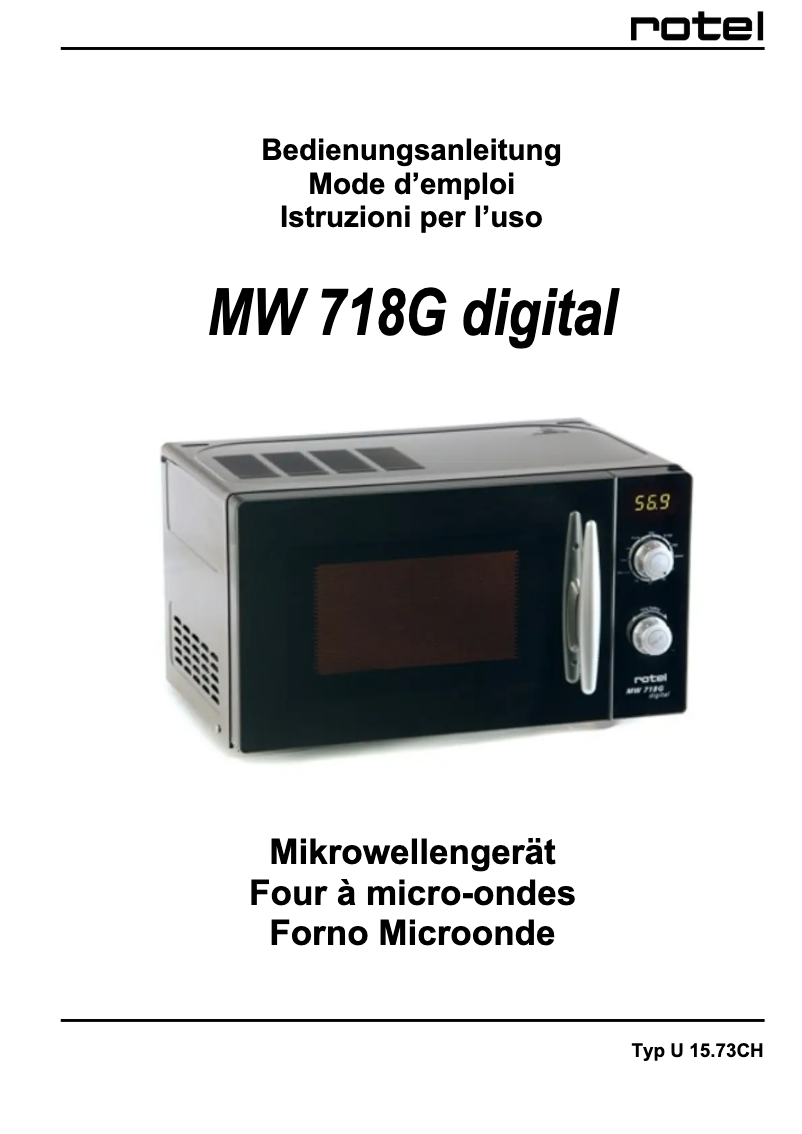 First page image of the manual for MW 718G