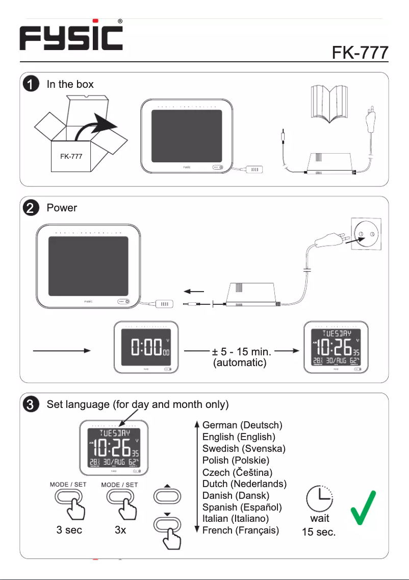 First page image of the manual for FK-777