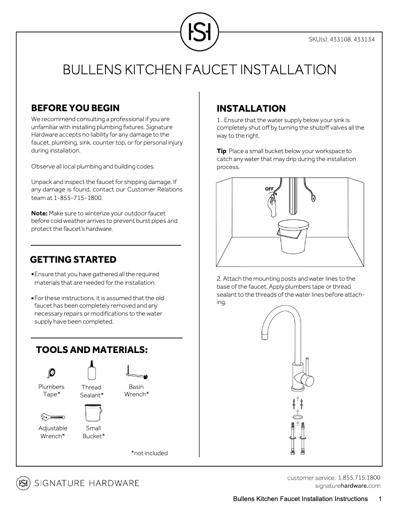 First page image of the manual for Bullens 433108