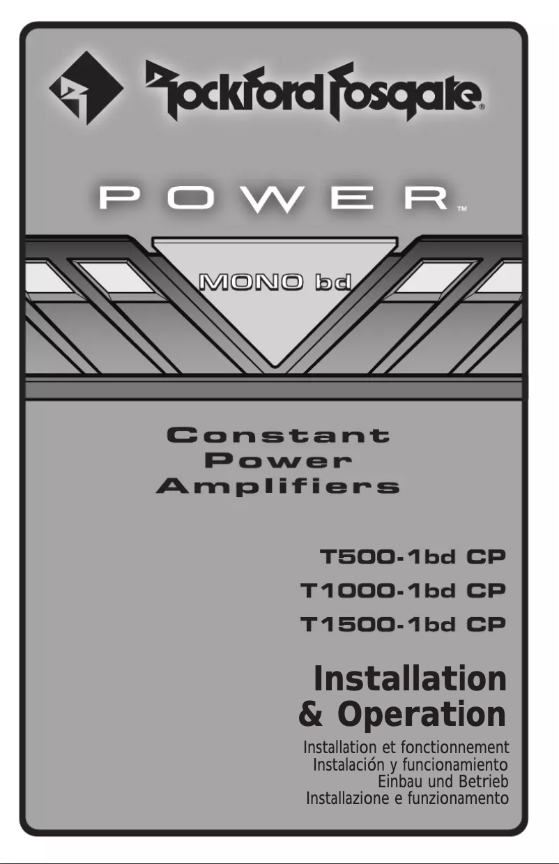 Page 1 de la notice Manuel d'utilisation et d'entretien Rockford Fosgate Power T500-1BDCP