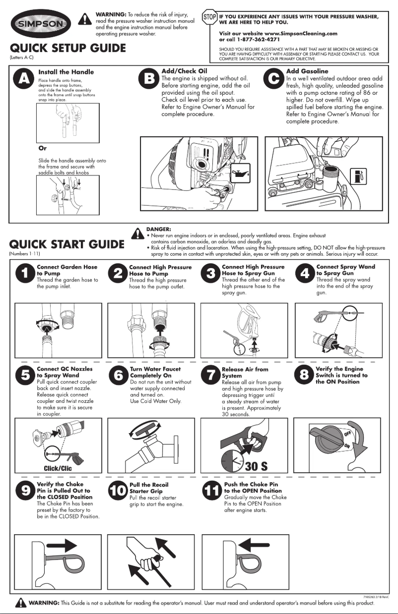 Page 1 of the manual Quick Start Guide Simpson Megashot MS60852-S