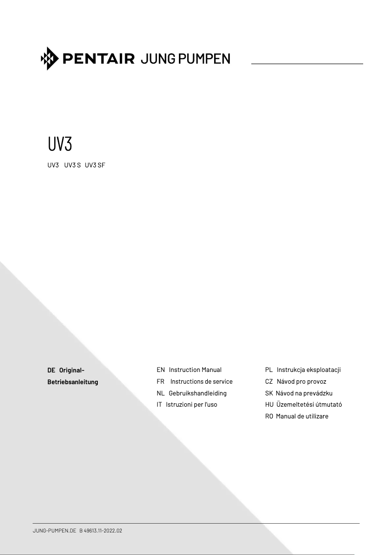 First page image of the manual for MultiDrain UV3 SF
