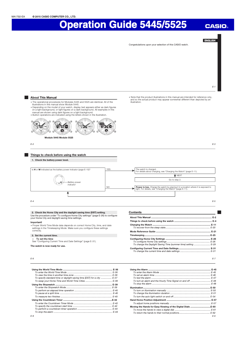 First page image of the manual for G-Shock GST-S310