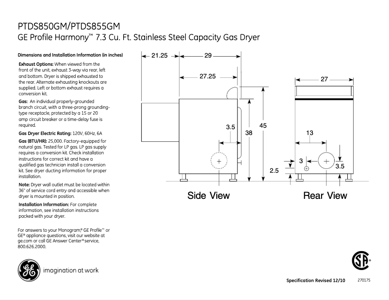 First page image of the manual for Profile Harmony PTDS855GMMS