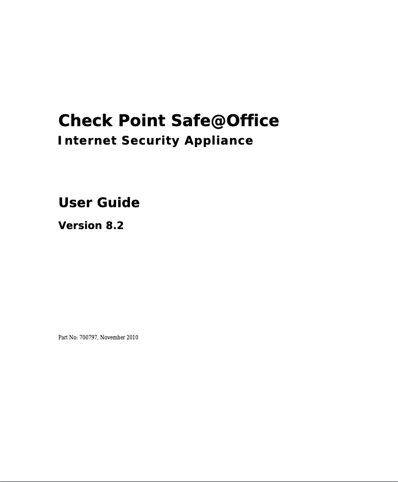 First page image of the manual for Safe@Office 1000N ADSL