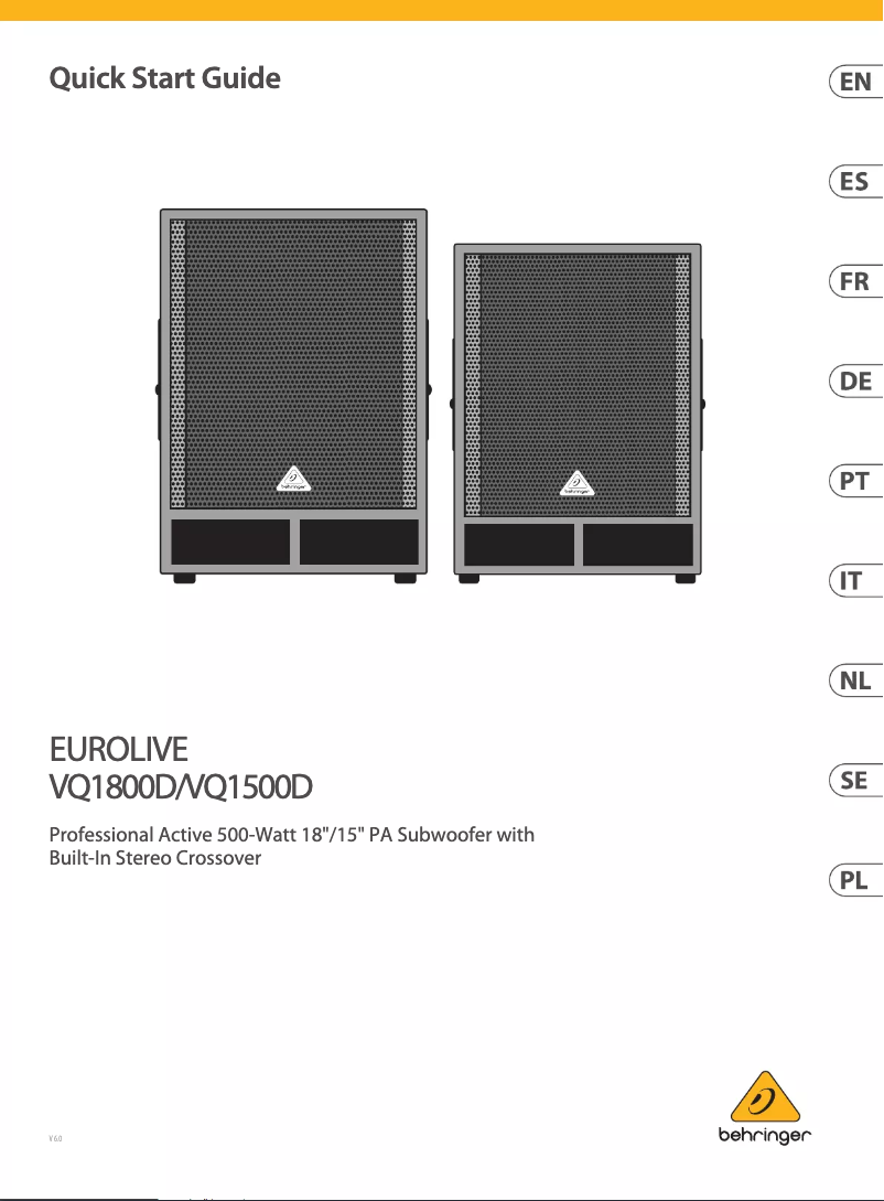 Page 1 of the manual Quick Start Guide Behringer EuroLive VQ1500D