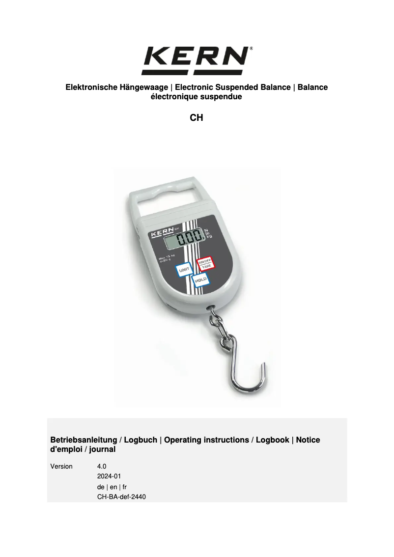 Page 1 of the manual User Manual Kern CH 50K50