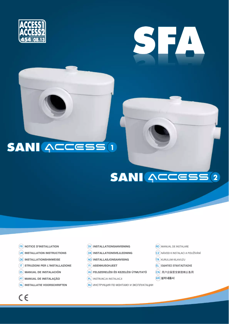 First page image of the manual for Saniaccess 2