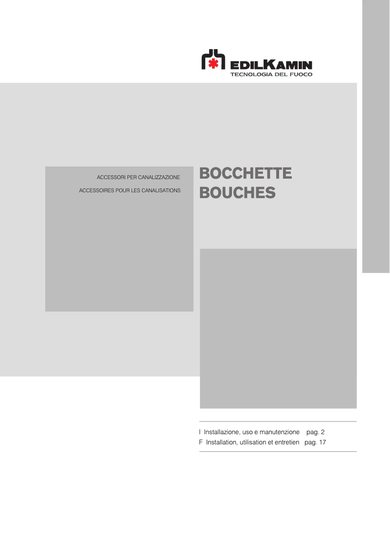 First page image of the manual for BOCCHETTE