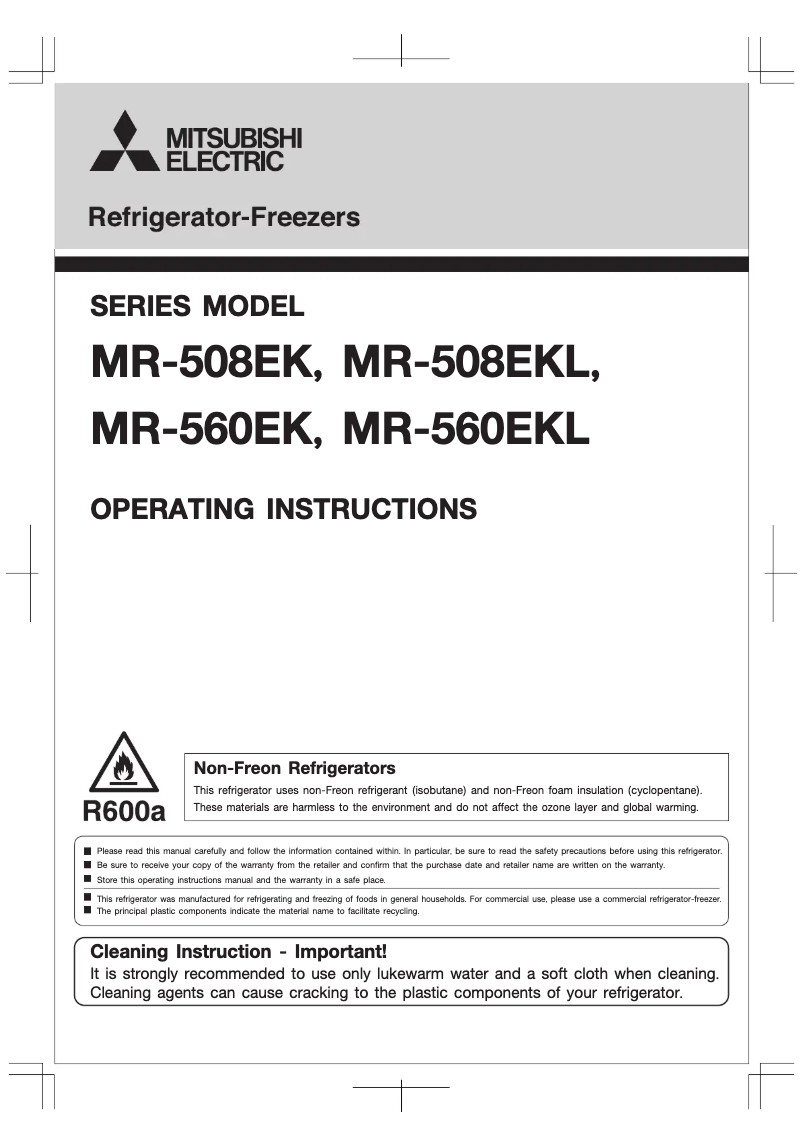 Page 1 of the manual User Manual Mitsubishi MR-508EK-W-A2
