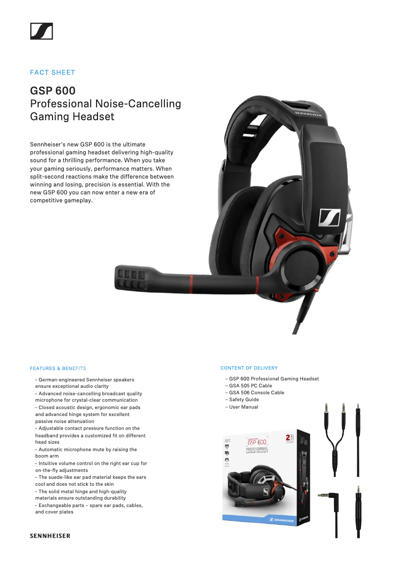 First page image of the manual for GSP 600