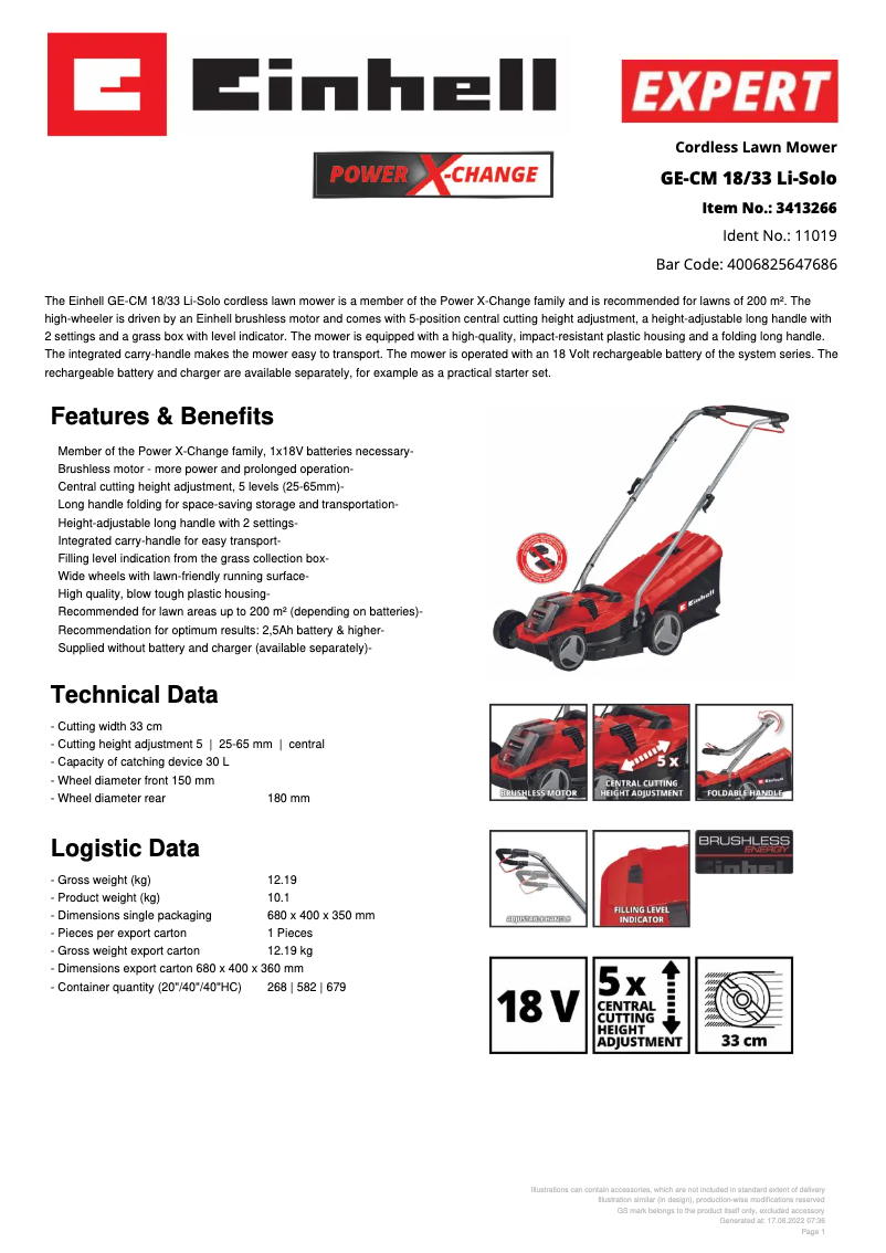 First page image of the manual for GE-CM 18/33 Li-Solo