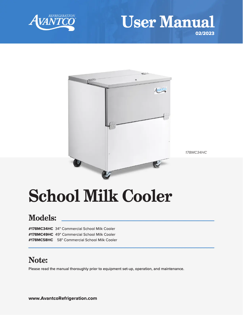 Page 1 of the manual User Manual Avantco MC34-HC