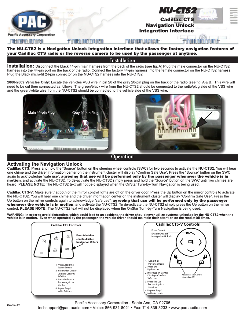 First page image of the manual for NU-CTS2