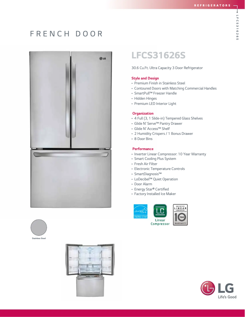 Page 1 of the manual Technical Sheet LG LFCS31626S