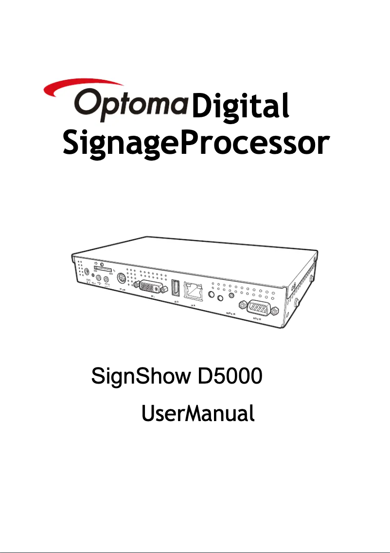 Page 1 of the manual User Manual Optoma SignShow D5000