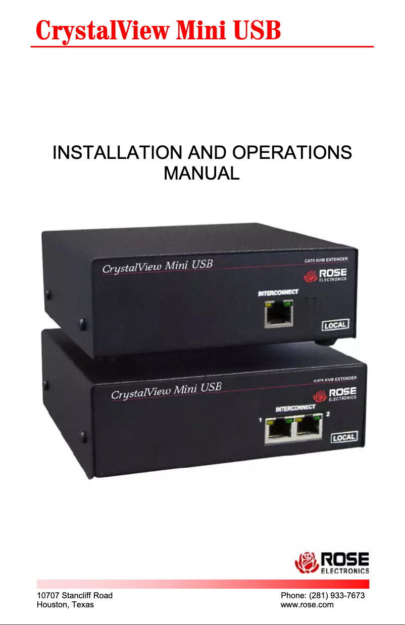 Page 1 of the manual User Manual Rose CrystalView Mini USB