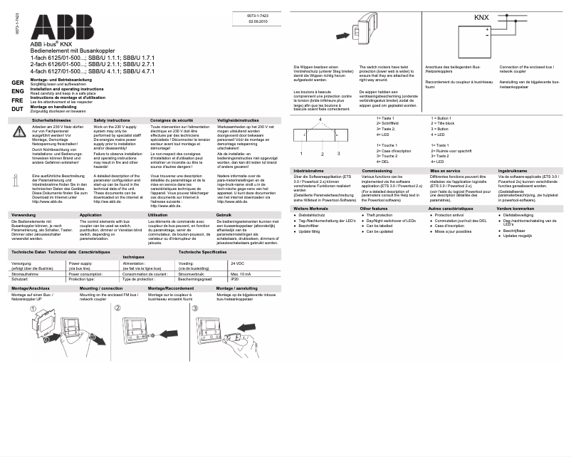 First page image of the manual for 6125/01-884-500
