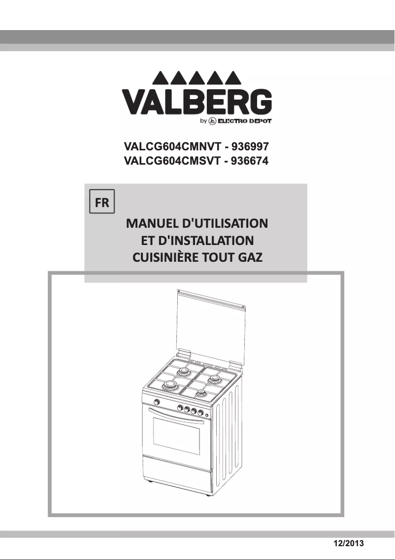 First page image of the manual for VALCG604CMNVT