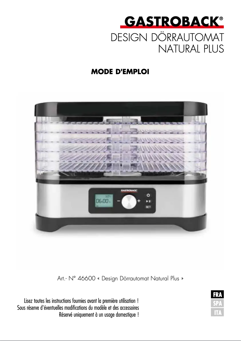 First page image of the manual for Design Natural Plus 46600