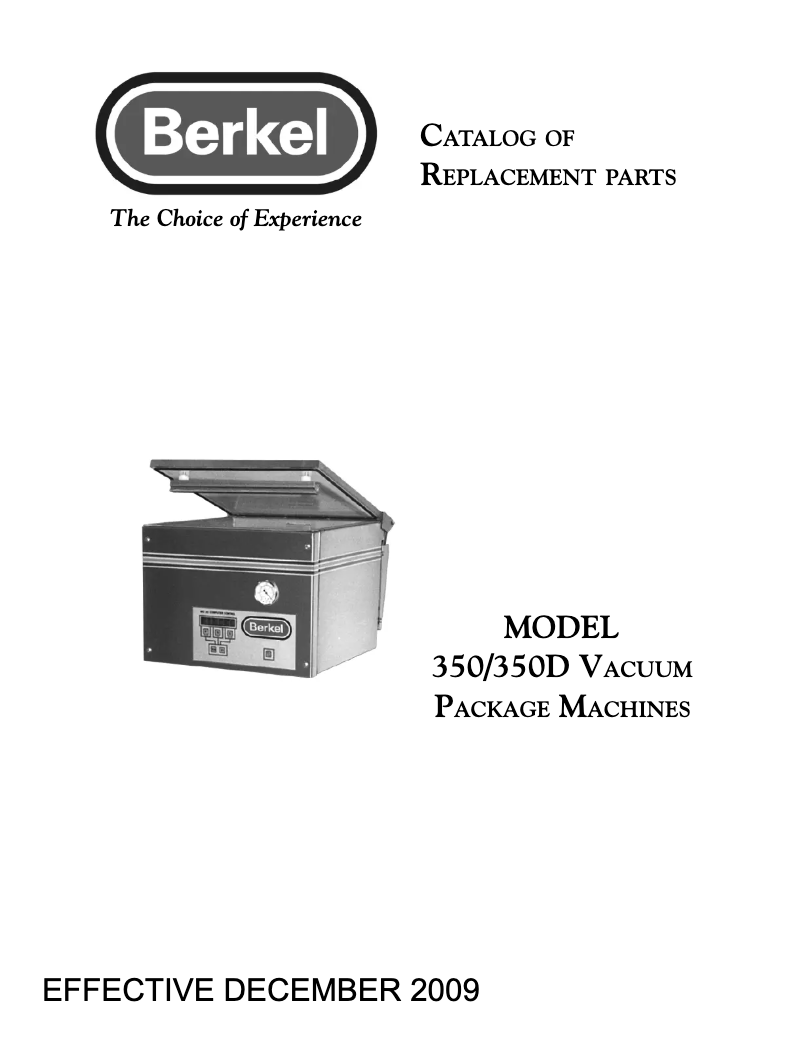 Page 1 of the manual Catalogue Berkel 350D