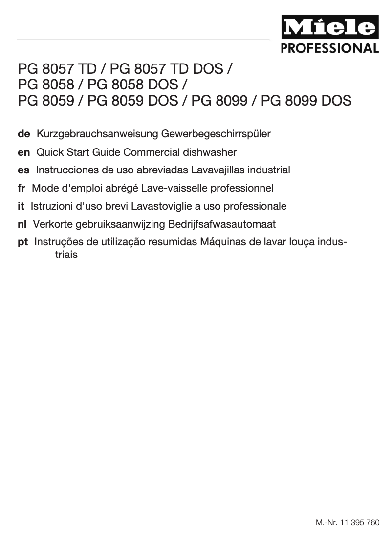 Page 1 of the manual User Manual Miele PG 8059 U