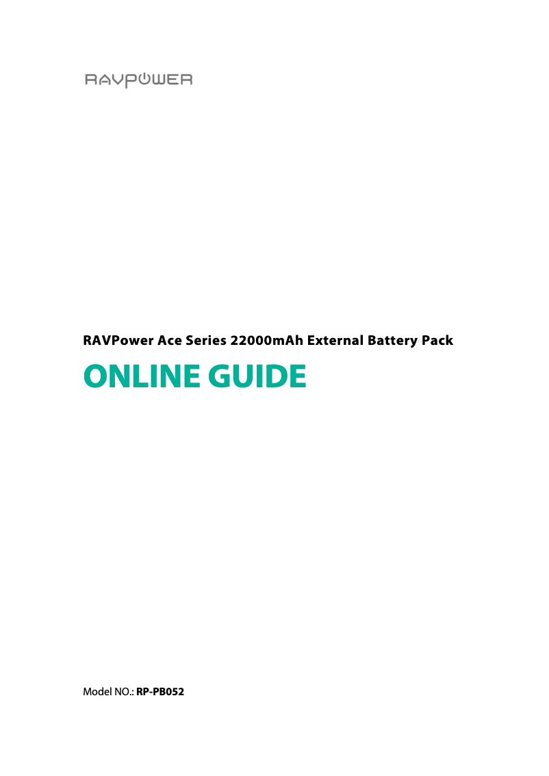 Page 1 of the manual User Manual RAVPower Ace