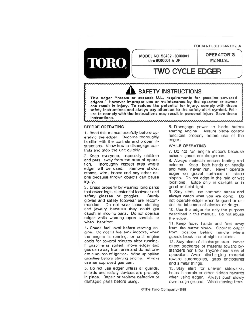 First page image of the manual for 58432