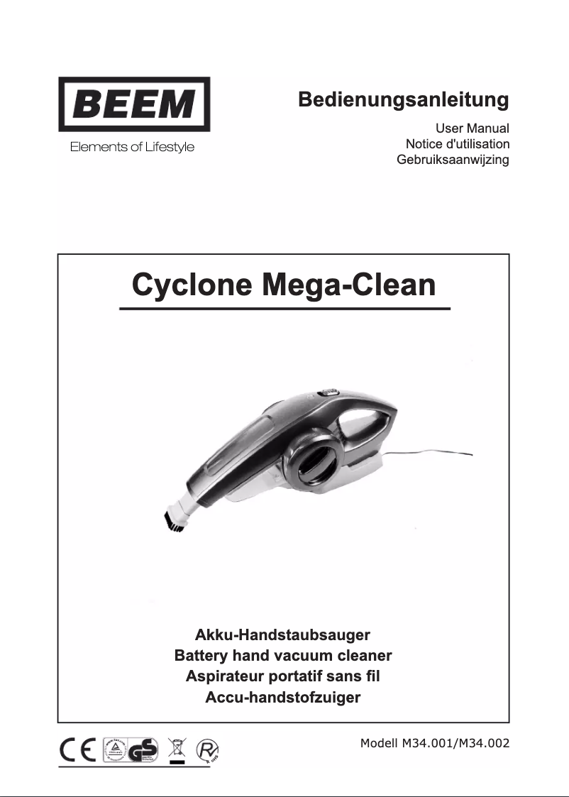 Image de la première page du manuel de l'appareil Cyclone Mega-Clean