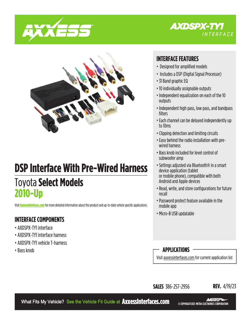 First page image of the manual for AXDSPX-TY1