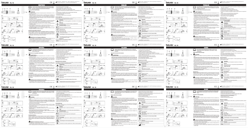 First page image of the manual for HL 16