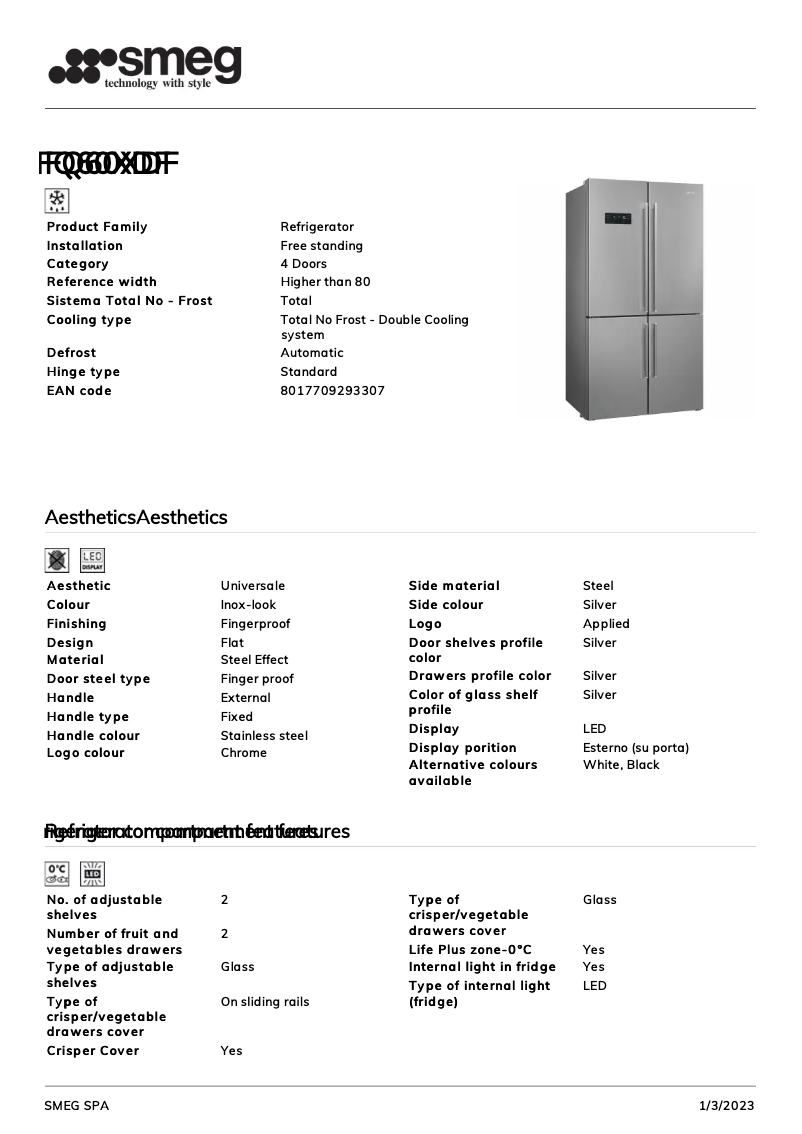 Page 1 of the manual Brochure Smeg FQ60XDF