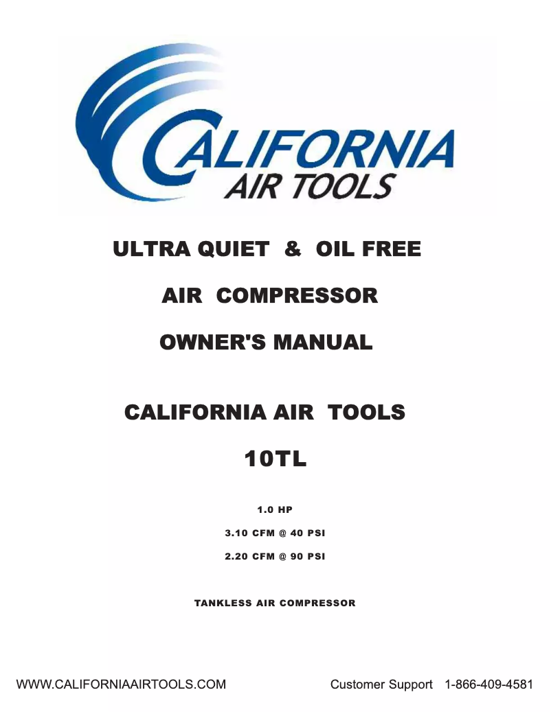 Page 1 of the manual User Manual California Air Tools 10TL