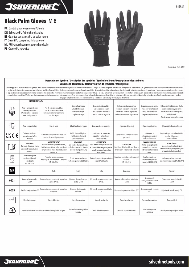 First page image of the manual for 885924