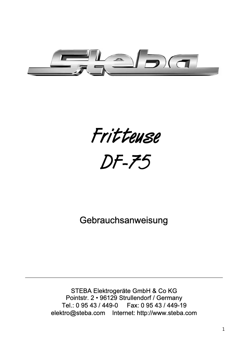 First page image of the manual for DF 75