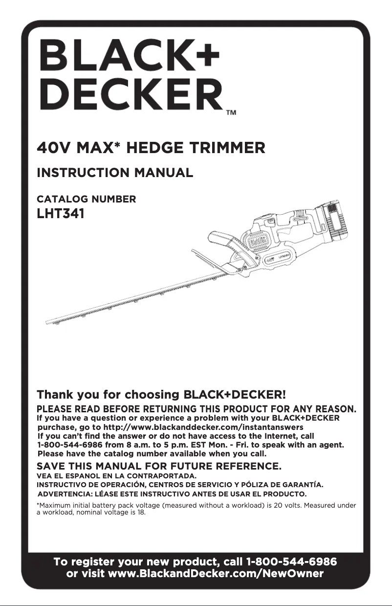 First page image of the manual for LHT341