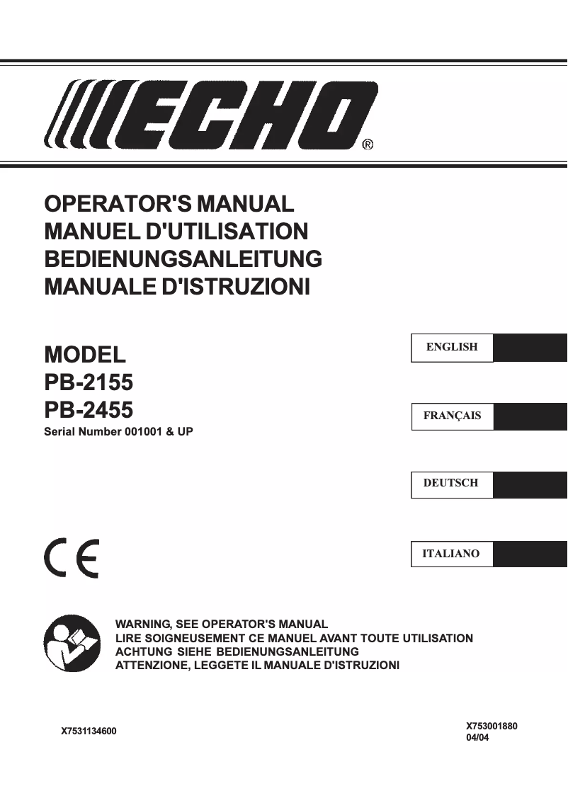 Page 1 of the manual User Manual Echo PB-2455