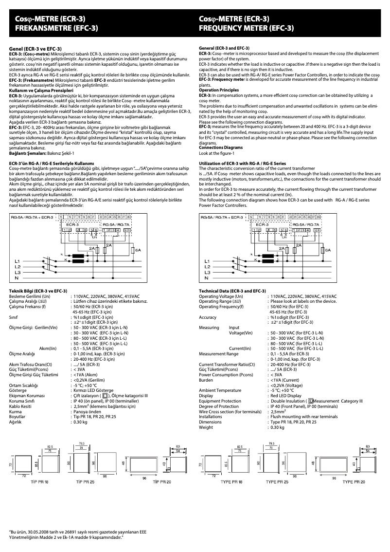First page image of the manual for ECR-3