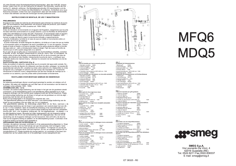 Page 1 of the manual User Manual Smeg MFQ6-CR