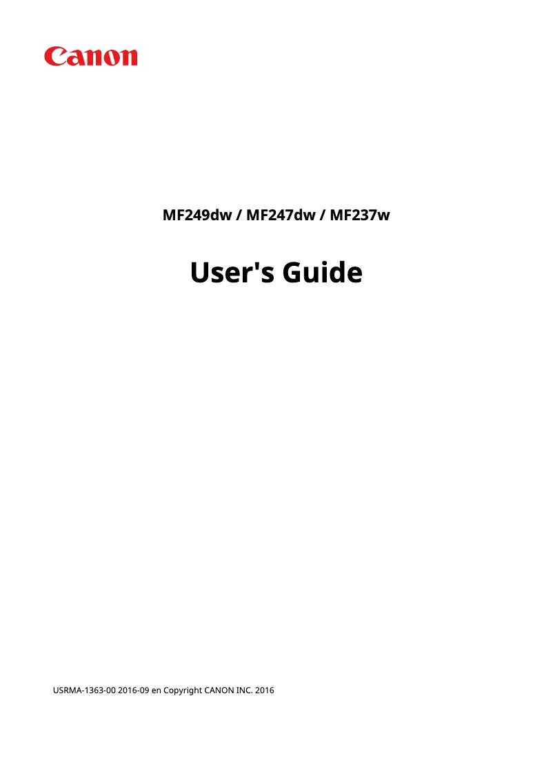 Page 1 of the manual User Manual Canon i-Sensys MF244DW