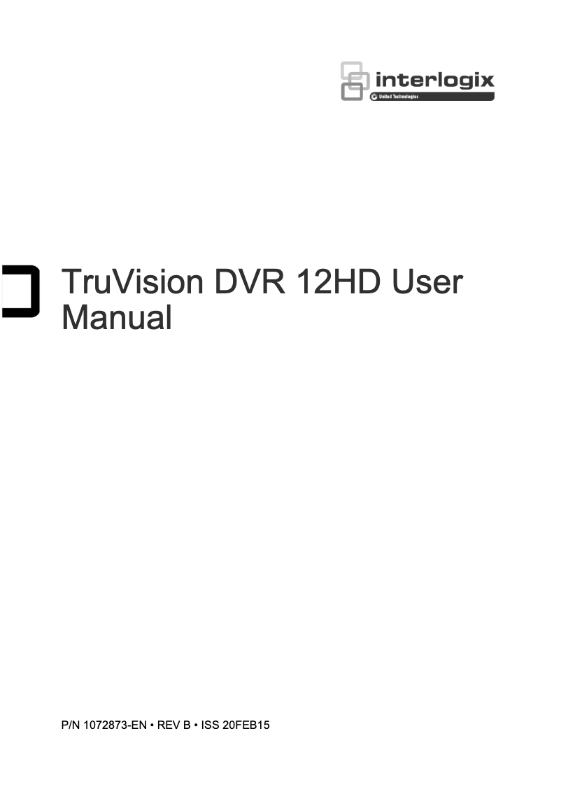 Page 1 of the manual User Manual Interlogix TruVision TVR-1204HD-KB1