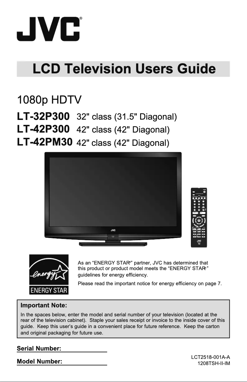 First page image of the manual for LT-32P300