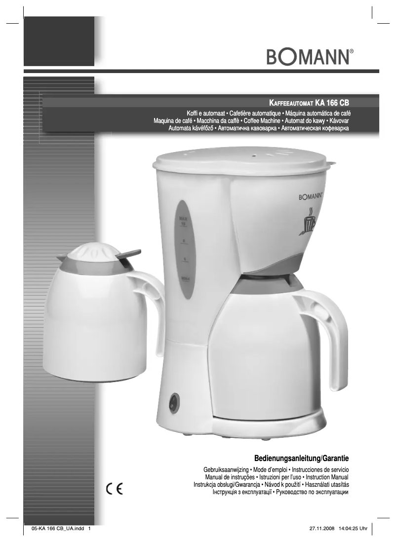 Page 1 of the manual User Manual Bomann KA 166 CB